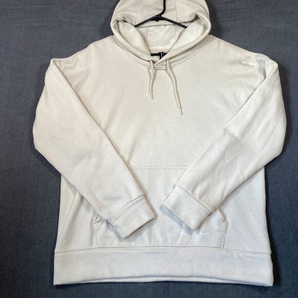 Lazypants Beige Hooded Sweatshirt Embroidered Detail Kangaroo Pocket Mens Size S - Picture 1 of 12